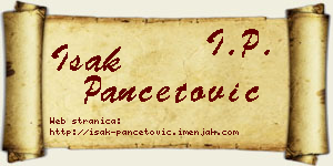 Isak Pančetović vizit kartica